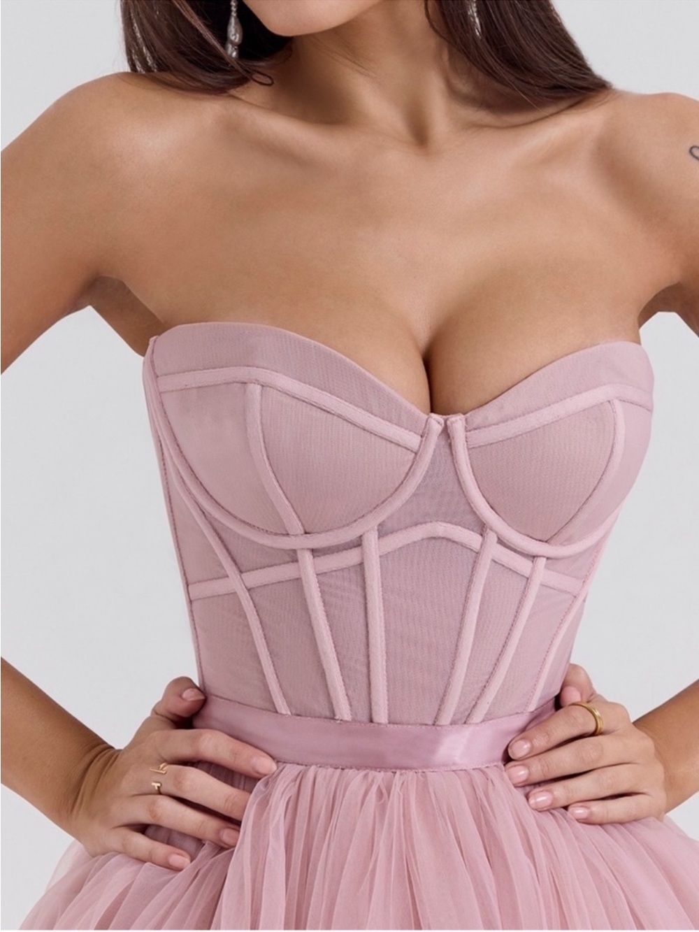 House Of Cb Darling French Rose Tulle Midi Dress View 4